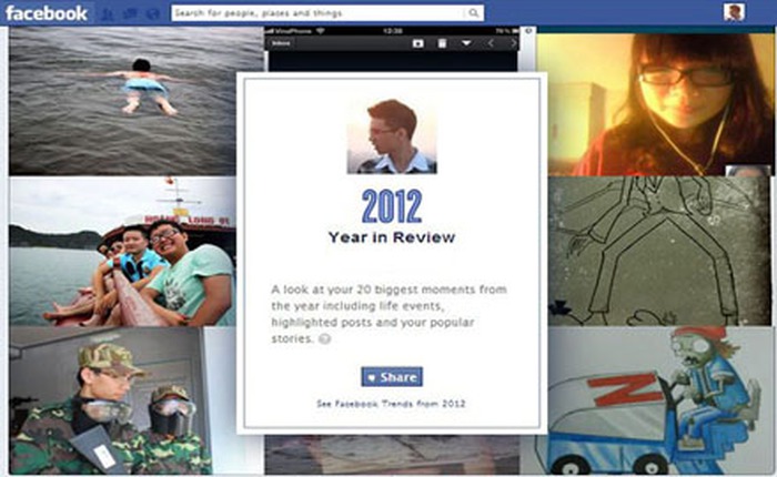 Facebook ra ứng dụng hot giúp xem lại toàn cảnh năm 2012