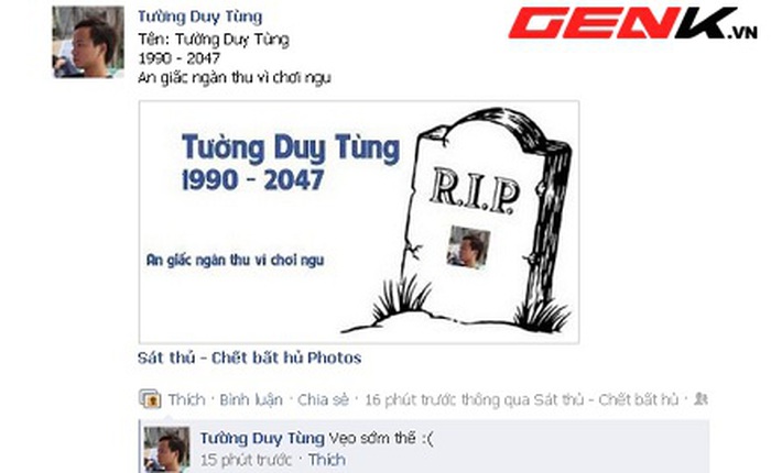Trào lưu “Sát thủ - chết bất hủ” đang cực nóng trên Facebook Việt