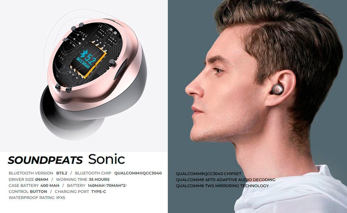 Tai nghe True Wireless SoundPEATS Sonic và SoundPEATS Q "Xướng danh" siêu phẩm 2021