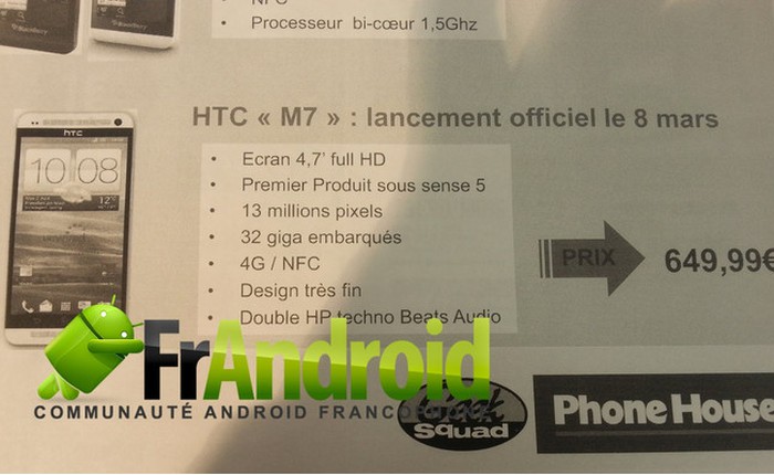 HTC M7 được bán vào đầu tháng 3 với giá 18 triệu đồng