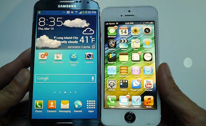 iPhone 5 đọ màn hình cùng Galaxy S4