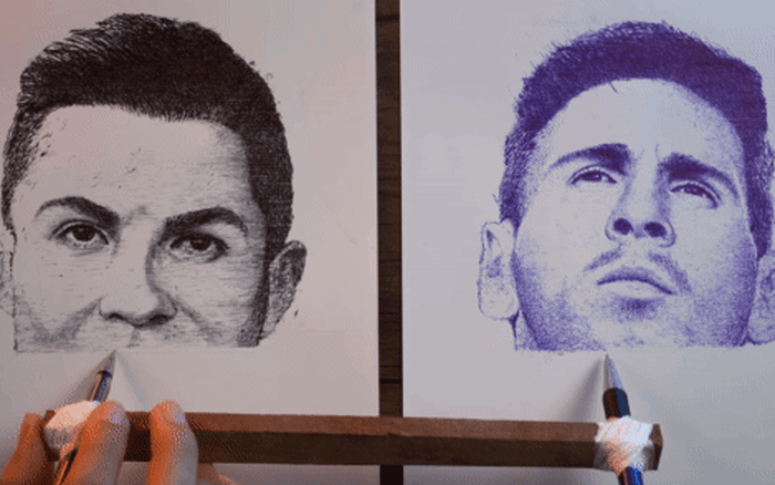 Nghệ sĩ Việt đã vẽ Ronaldo và Messi với tay khéo léo, mang đến cho khán giả một tác phẩm nghệ thuật đặc biệt. Hãy xem hình ảnh và tìm hiểu cách một tay có thể vẽ ra hai cầu thủ bóng đá nổi tiếng nhất thế giới.